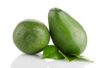 Avocados on white