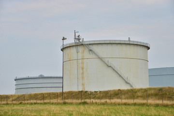Fototapeta na wymiar Oil tanks at the Stigsnaes, refinery in Denmark