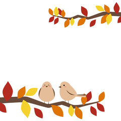紅葉　小鳥　フレーム