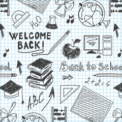 seamless pattern back to school in a notebook - 54765010