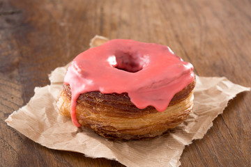 Strawberry fondant croissant and donut mixture