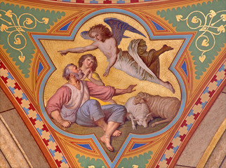 Fototapeta premium Vienna - Fresco of revelation of angels to shepherds