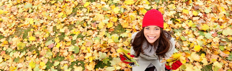Autumn / fall banner background texture woman