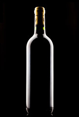 bottle of wine over black background