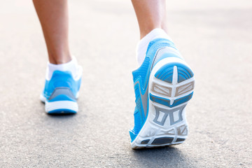 Closeup of runners shoe - running concept