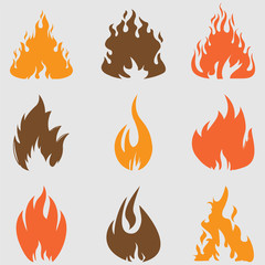 Fire icons set.Vector