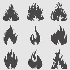 Fire icons set.Vector