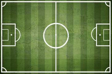 Soccer field with white lines on grass