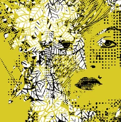 Foto op Plexiglas Vrouwengezicht abstracte bloemen vrouw