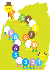 Math catepillars with missing numbers - vector illustration