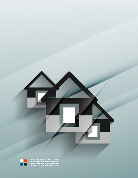 Vector house icon 3d paper design