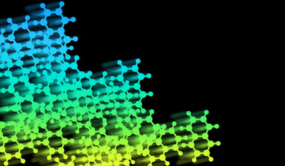 abstract scientific background with blue and green molecules