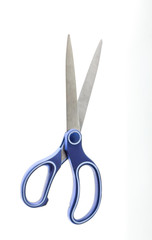 Blue scissors isolated on a white background