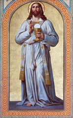 Vienna -  Fresco of  Jesus Christ as the Priest