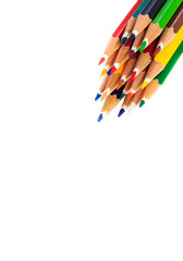 Color pencils isolated on white background close up