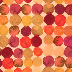 Watercolor original backdrop. Retro hand drawn circles ornament.