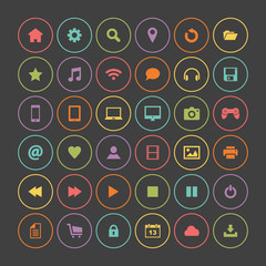 Set of colorful round icons, flat design