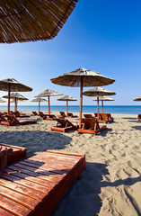 sunbeds and parasols on the beach