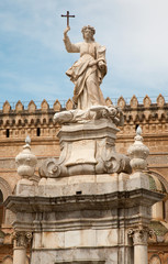 Fototapeta na wymiar Palermo - Cathedral or Duomo and Santa Rosalia statue