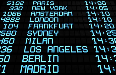 Airport Board Display International Destinations