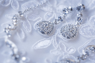 jewelry on a white wedding dress