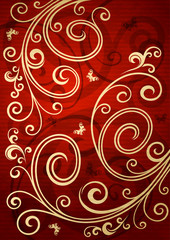 Abstract red vector floral illustration
