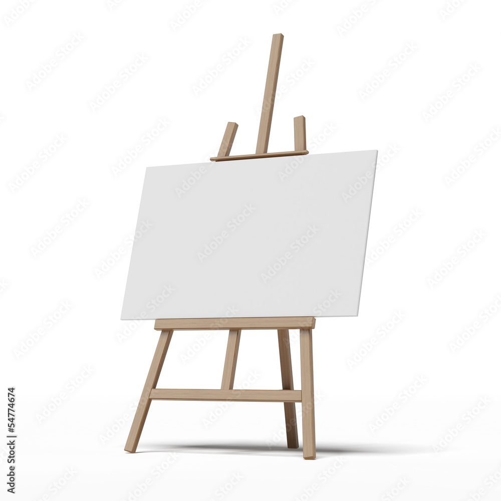 Poster easel with empty canvas