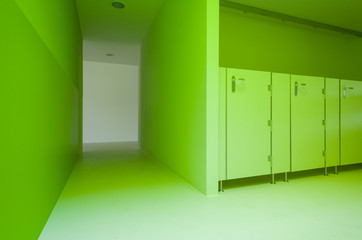new architecture, green public bathroom