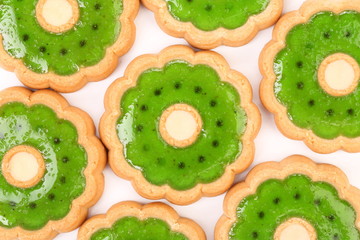 Background of biscuit with kiwi jam.