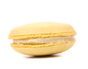 Yellow  macaron cakes. Isolated.