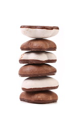 Stack of chocolate meringues.