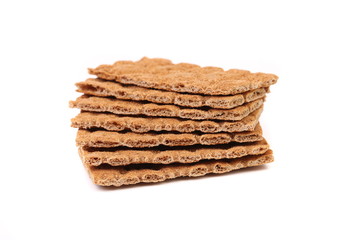 Stack of whole grain crisp bread.