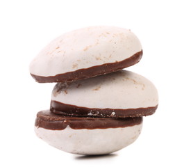 Stack of chocolate meringues.