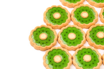 Background of biscuit with kiwi jam.