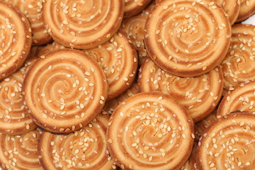 Background of sesame biscuits.