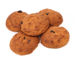 Handful of several oatmeal cookies.