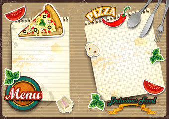 Menu pizza with paper folding