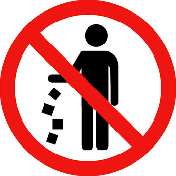 No littering red vector sign