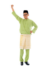 malay male jumping celebrating hari raya eid fitr after ramadan