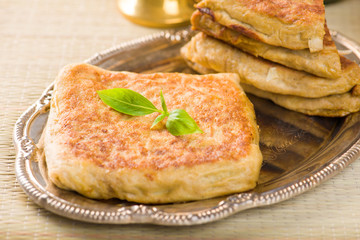 mutabbaq a popular arab ramadan food where bread if stuffed with
