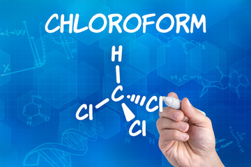 Hand zeichnet chemische Strukturformel von Chloroform