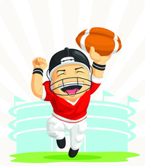 Cartoon of Happy Football Player