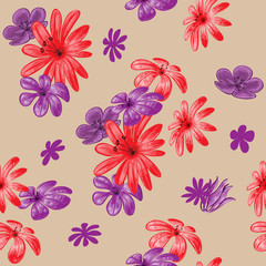 Cute floral seamless pattern