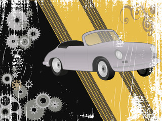 Grunge design with retro sports car