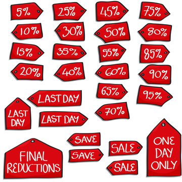 Set of Cartoon style Sale Tags