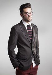 sexy man dressed elegant with s sock tie - funny concept