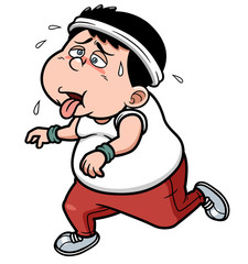 Vector illustration of fat man Jogging tired