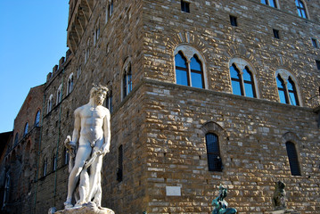 Palazzo della Signoria and statue of Neptune - Florence - Italy