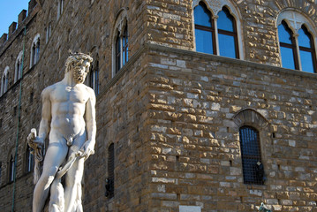 Palazzo della Signoria and statue of Neptune - Florence - Italy