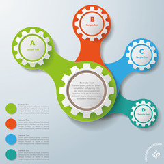 Infographic White Connected Gears ABCD - obrazy, fototapety, plakaty